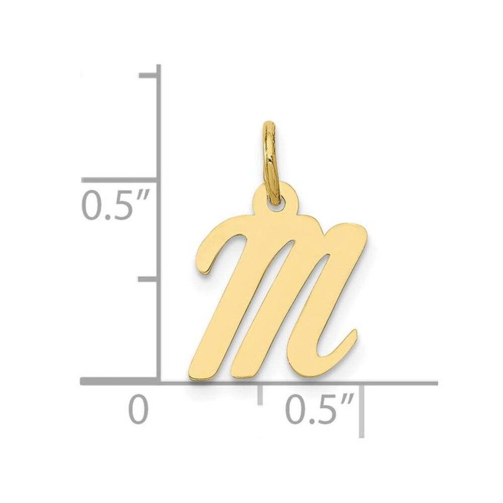 10k Yellow Gold Small Script Initial M Charm - image 3